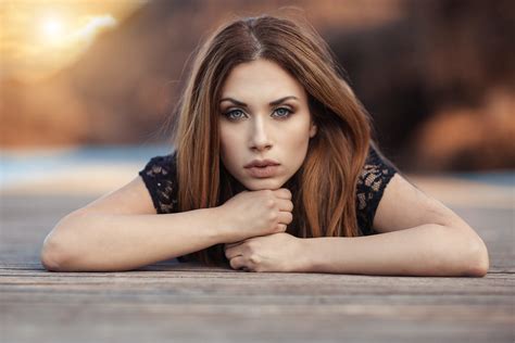 Download Depth Of Field Blue Eyes Redhead Woman Model Hd Wallpaper By Alessandro Di Cicco