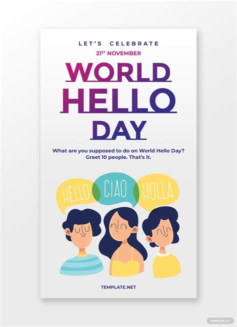 World Hello Day Greeting Card Template In Psd Download