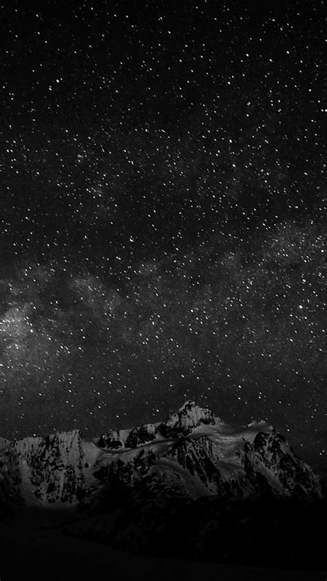Starry Night Sky Mountain Nature Bw Dark Iphone Wallpapers Free Download