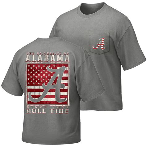 The University Of Alabama Roll Tide Wood Flag Comfort Color Pocket T