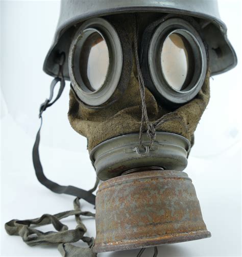Sold German Ww1 M1916 Helmet With Original Gas Mask And Carrying Case