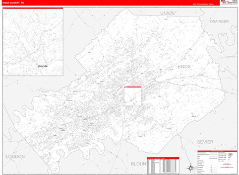 Knox County Tn Zip Code Wall Map Red Line Style By Marketmaps Mapsales