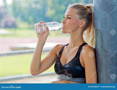 Attractive Girl Drinking Water Stock Photo Image Of Bottle