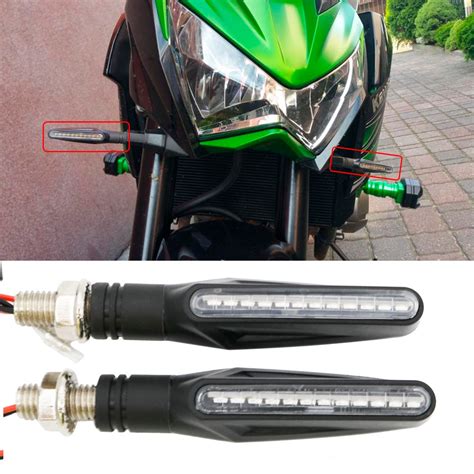 2 Pairs Motorcycle Turn Signal Light Flexible 12 LED Turn Signals