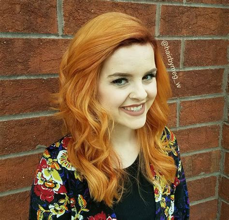 Red Orange Copper Hair Medium Long Length Hairstyle