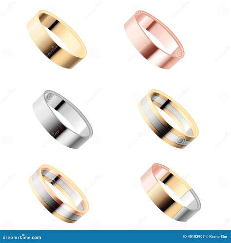 Various Types Of Precious Metals As Rings Stock Vector Illustration