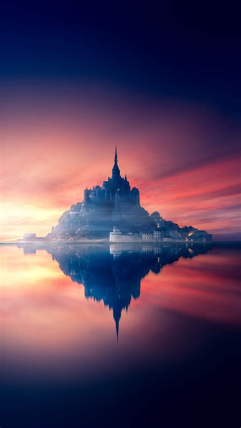 wallpaper castle sunset reflections hd  photography
