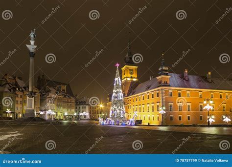 Warsaw Castle Square In The Christmas Holidays Editorial Stock Image