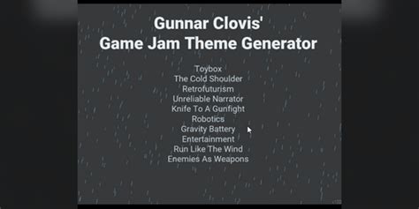 Game Idea Game Jam Theme Generator By Gunnar Clovis