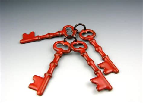 Enameled Keys Orient Red Enamel Made To Order Etsy