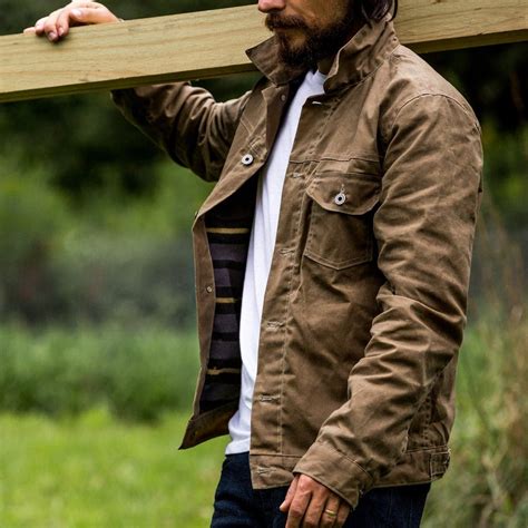 Flannel Lined Waxed Trucker Jacket Mens Outdoor Fashion Mens Fashion