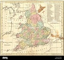 Reino Unido: Inglaterra, Gales: Walker, 1810 mapa antiguo Fotografía de ...
