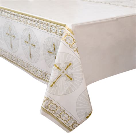 Radiant Cross Religious Plastic Party Tablecloth 84 X 54in