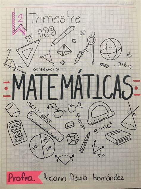 Portada De Matemáticas 🧮 How To Draw Hands School Notebooks Mathematics