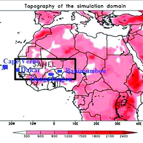 Topography M Of The Simulation Domain West Africa And The Four