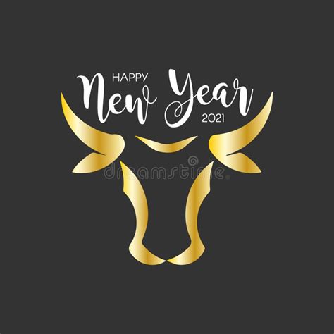 Happy New Year 2021 Year Of The Bull Isolated Stock Vector