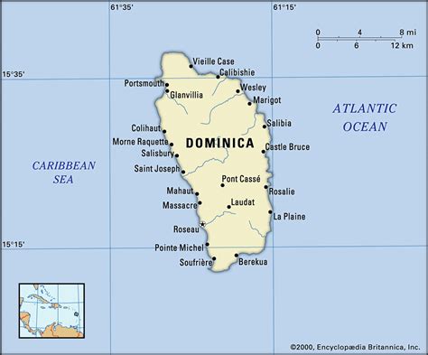 Physical Map Of Dominica Ezilon Maps