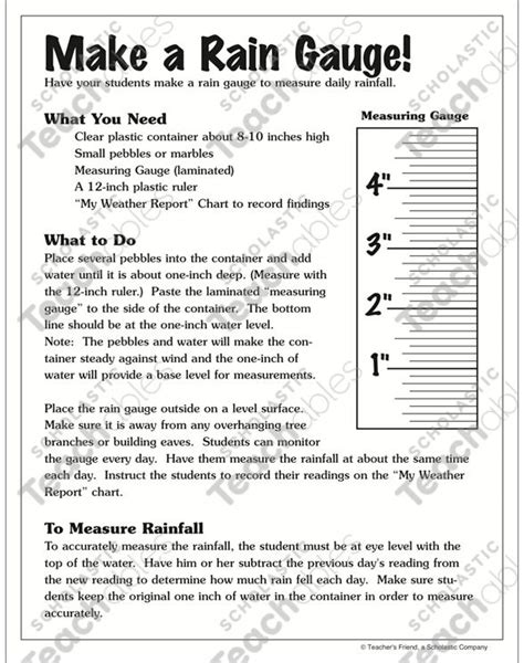Make A Rain Gauge Printable Lesson Plans Ideas And Skills Sheets