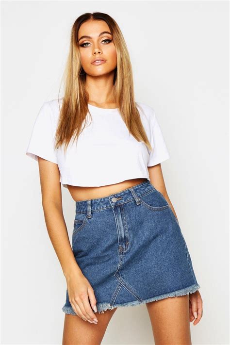 High Waisted Micro Denim Mini Skirt Boohoo Jean Taille Haute Mini