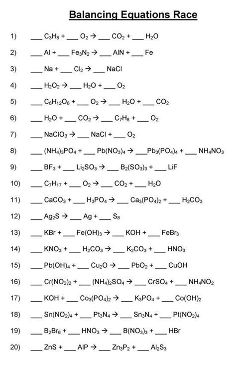 For each of the following problems, write complete chemical equations to describe the chemical process taking place. Balancing Chemical Equations - Mr. Durdel's Chemistry # ...
