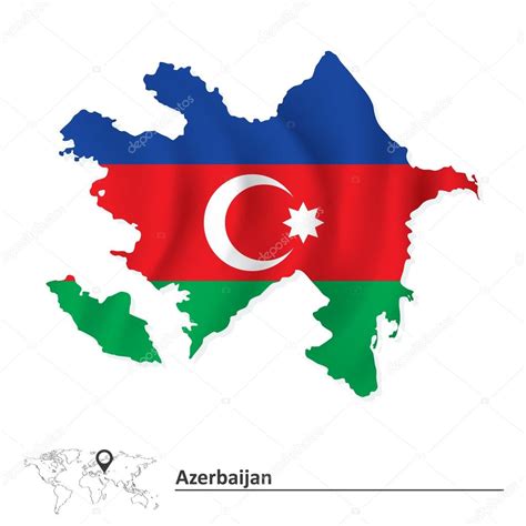 Azerbaijan, officially the republic of azerbaijan, is a country in the transcaucasian region, situated at the crossroads of the azerbaijan democratic republic proclaimed its independence in 1918. Karte von Azerbaijan mit Fahne — Stockvektor © lajo_2 ...