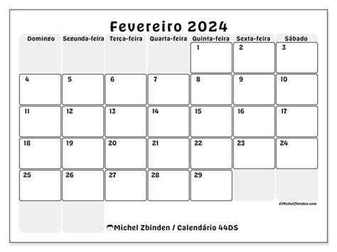Calendário De Fevereiro De 2024 Para Imprimir “62sd” Michel Zbinden Mo