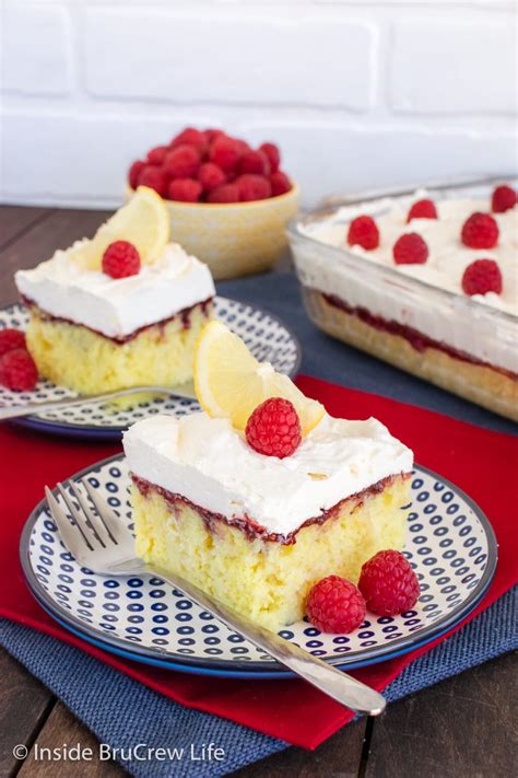 Raspberry Lemon Poke Cake Inside BruCrew Life