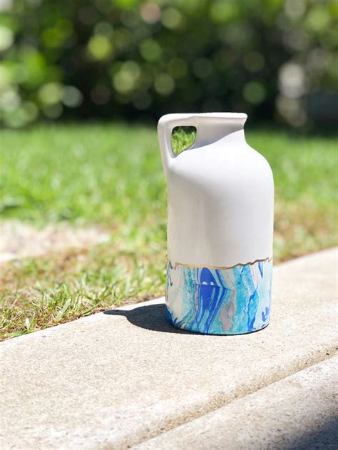 Customizable And Free Shipping Ceramic Vase With Dipped Marble Design