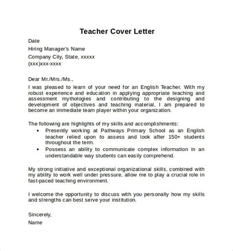 Primary Teacher Cover Letter Gotilo