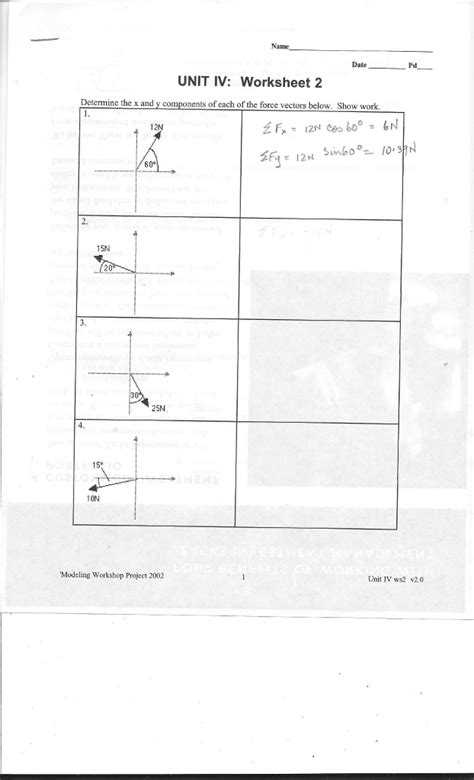 Physics Unit 4 Worksheet 3 Answers
