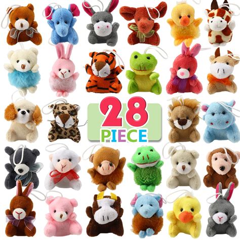 28 Piece Mini Plush Animal Toy Set Cute Small Animals Plush Keychain