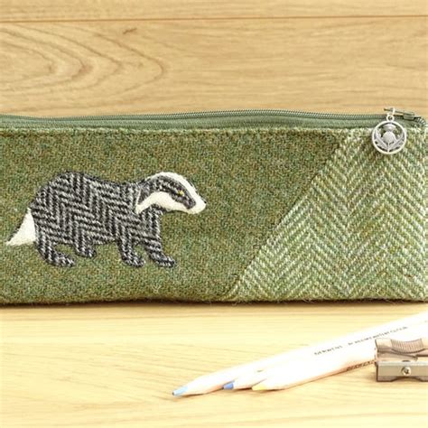 Harris Tweed Pencil Case With Sleeping Fox Long Pouch Etsy