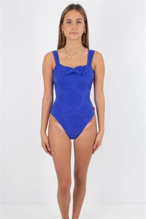 80s 90s royal blue sexy one piece swimsuit swimwear… gem
