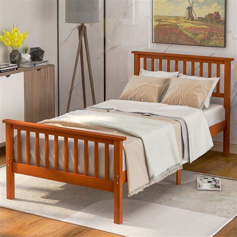 Clearancetwin Platform Bed Frame Oak Wood Bed Frame With Headboard