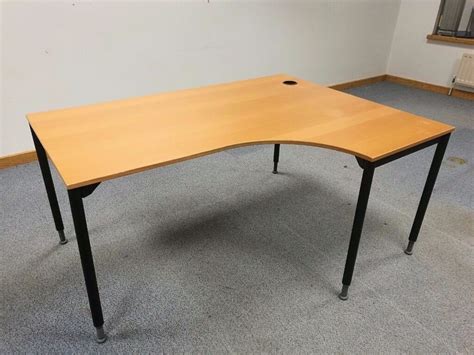 Ikea Galant Right Hand Curved Office Desk Table With Adjustable Legs