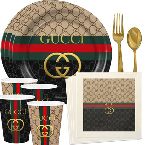 Gucci Inspired Dinner Plates Napkins Louis Vuitton Birthday Party