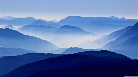 Blue Mountains Mist Ultra Hd Desktop Background Wallpaper