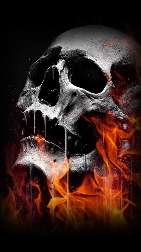 Down In Flames Skull Fire Dark Goth Hd Phone Wallpaper Peakpx