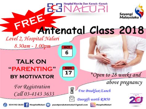 Our antenatal class is free for mothers who wish to attend. Monthly Antenatal Class | Mumcentre Malaysia