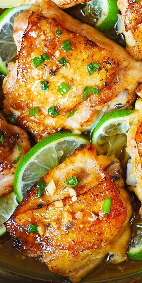 Pan Roasted Cilantro Lime Honey Chicken Thighs Easy Delicious Super