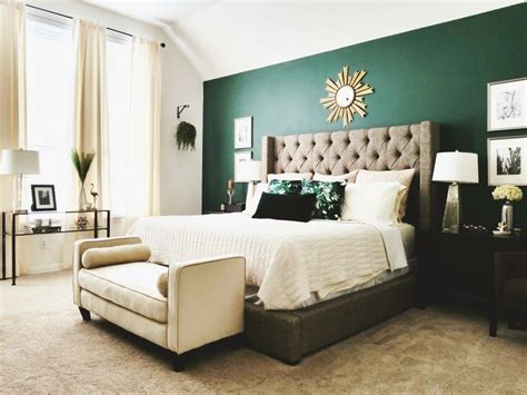 Romantic Master With Hunter Green Accent Wall Hunter Green Bedrooms