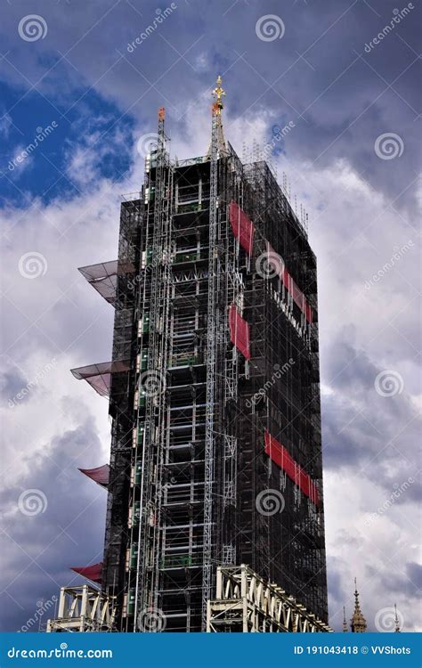 Big Ben Under Renovation Scaffolding London Editorial Stock Photo