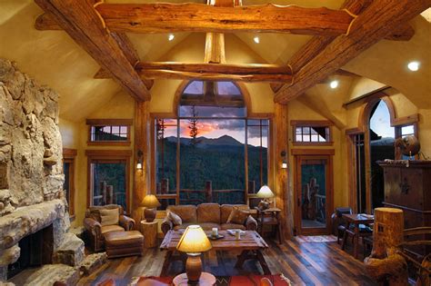 Hybrid Log House Rustic Living Room Vancouver By Sitka Log Homes
