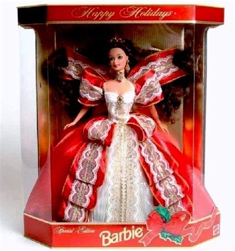 1997 Happy Holidays Barbie Doll Brunette “10th Anniversary Gold Insert” Special Edition “rare