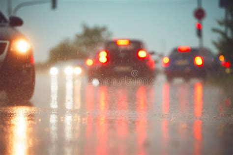 Traffic In Rainy Day Stock Image Image Of Road Light 71962977