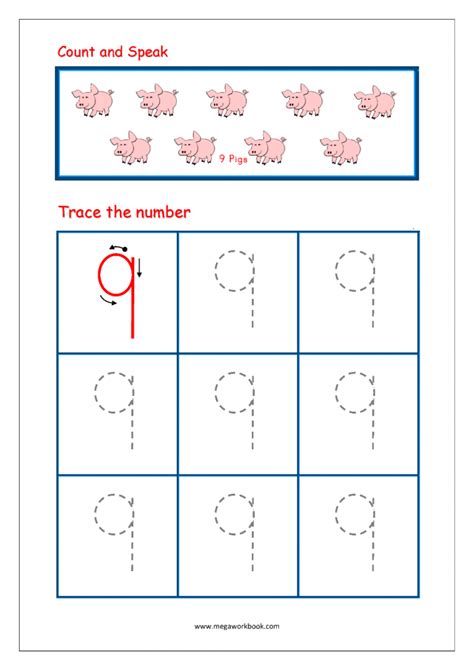 Tracing Numbers And Counting: 9 Worksheets | 99Worksheets