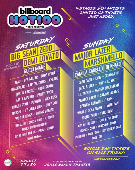 Hot 100 Music Festival Daily Lineup Revealed Single Day Tickets Available Billboard Billboard