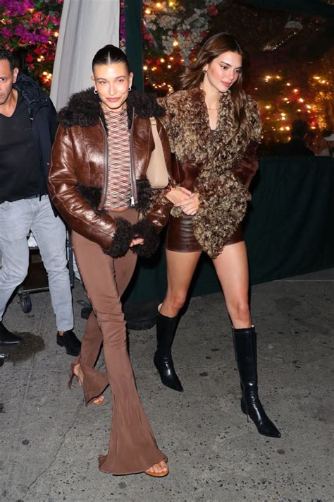 kendall jenner and bff hailey bieber twin in brown heading before met gala in nyc photos appflicks