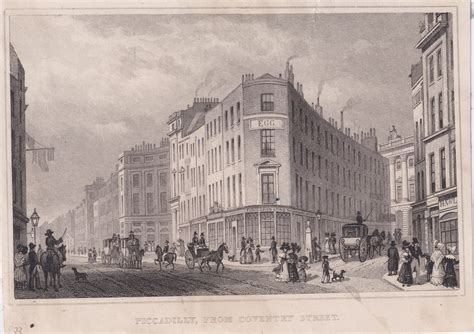 Antique Engraving Print Piccadilly From Coventry Street 1830