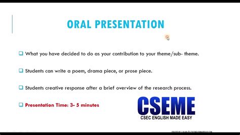 Oral Presentation Overview Csec English A And B Sba Lesson 9 Youtube